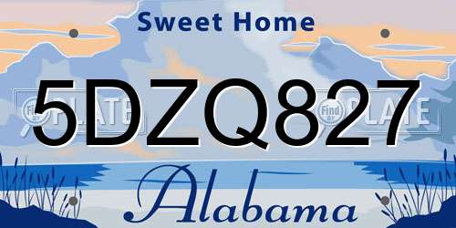 5DZQ827 Alabama License Plate