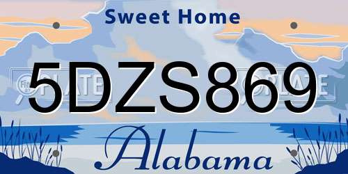 5DZS869 Alabama License Plate