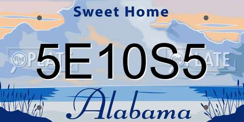 5E10S5 Alabama License Plate