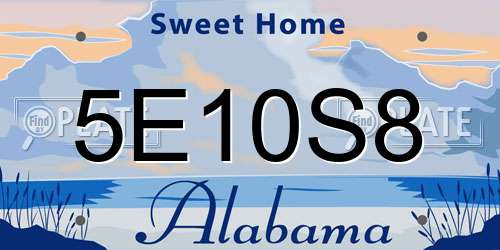 5E10S8 Alabama License Plate