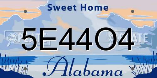 5E44O4 Alabama License Plate