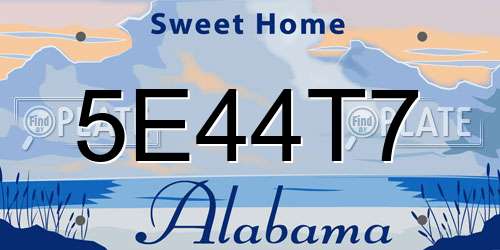 5E44T7 Alabama License Plate