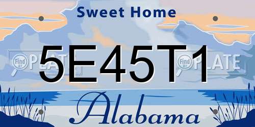 5E45T1 Alabama License Plate