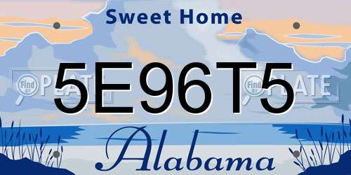 5E96T5 Alabama License Plate