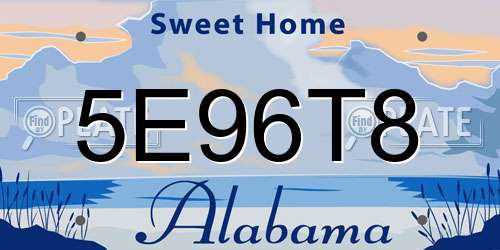 5E96T8 Alabama License Plate