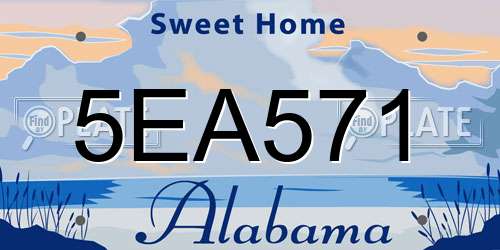 5EA571 Alabama License Plate