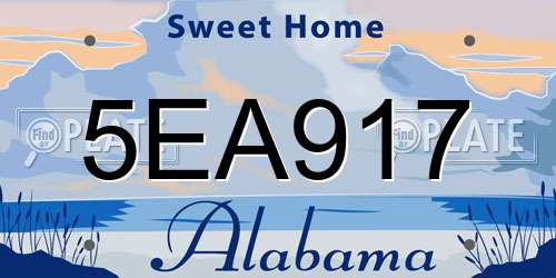 5EA917 Alabama License Plate