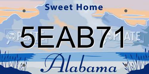 5EAB71 Alabama License Plate