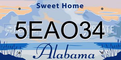 5EAO34 Alabama License Plate