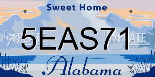 5EAS71 Alabama License Plate