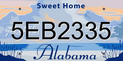5EB2335 Alabama License Plate