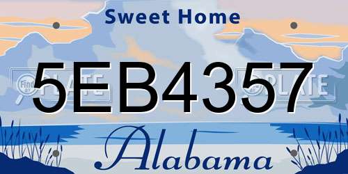 5EB4357 Alabama License Plate