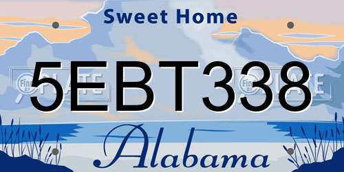5EBT338 Alabama License Plate