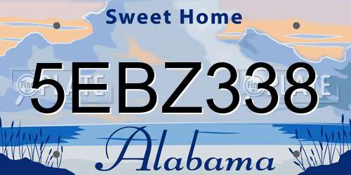 5EBZ338 Alabama License Plate