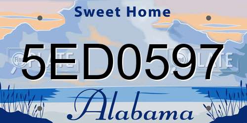 5ED0597 Alabama License Plate