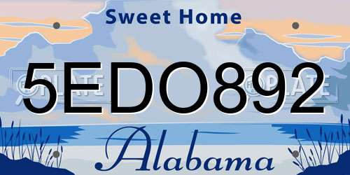 5EDO892 Alabama License Plate