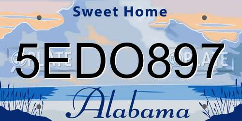 5EDO897 Alabama License Plate