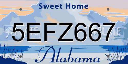 5EFZ667 Alabama License Plate