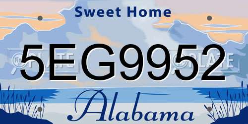5EG9952 Alabama License Plate