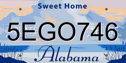 5EGO746 Alabama License Plate