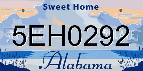 5EH0292 Alabama License Plate