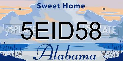 5EID58 Alabama License Plate
