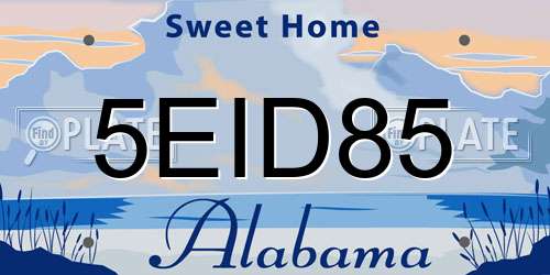 5EID85 Alabama License Plate