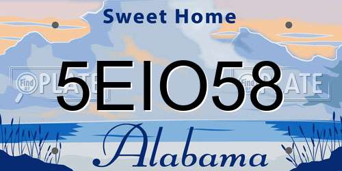 5EIO58 Alabama License Plate