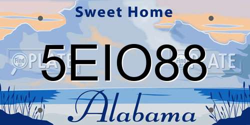 5EIO88 Alabama License Plate