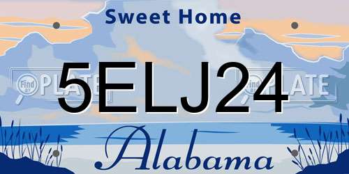 5ELJ24 Alabama License Plate