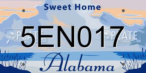 5EN017 Alabama License Plate