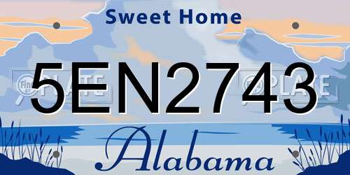 5EN2743 Alabama License Plate