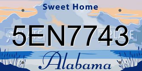 5EN7743 Alabama License Plate