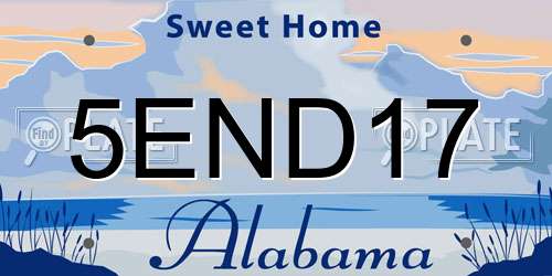 5END17 Alabama License Plate