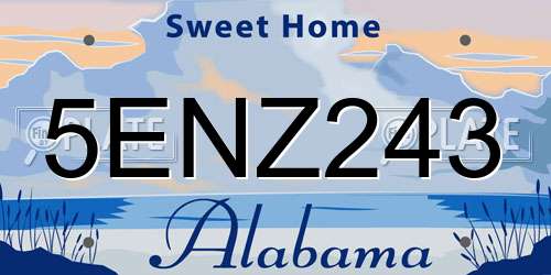 5ENZ243 Alabama License Plate