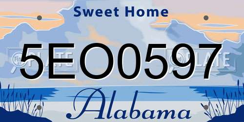 5EO0597 Alabama License Plate