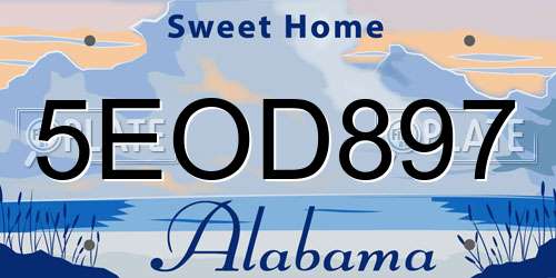 5EOD897 Alabama License Plate