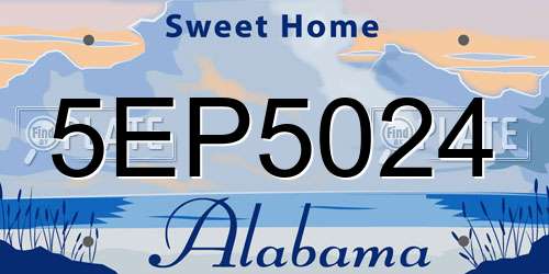 5EP5024 Alabama License Plate