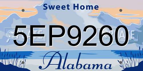 5EP9260 Alabama License Plate