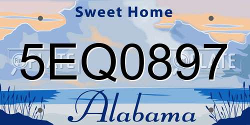 5EQ0897 Alabama License Plate