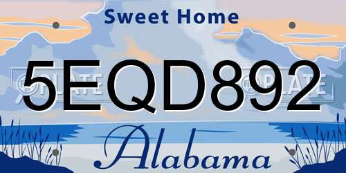 5EQD892 Alabama License Plate