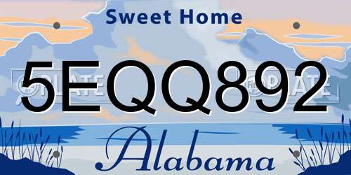 5EQQ892 Alabama License Plate