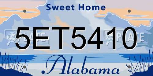 5ET5410 Alabama License Plate