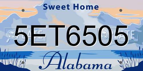 5ET6505 Alabama License Plate
