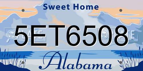 5ET6508 Alabama License Plate