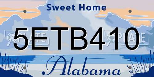5ETB410 Alabama License Plate