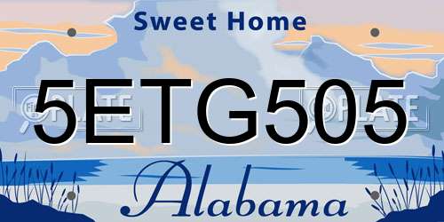 5ETG505 Alabama License Plate