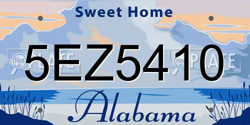 5EZ5410 Alabama License Plate