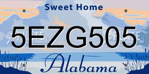5EZG505 Alabama License Plate