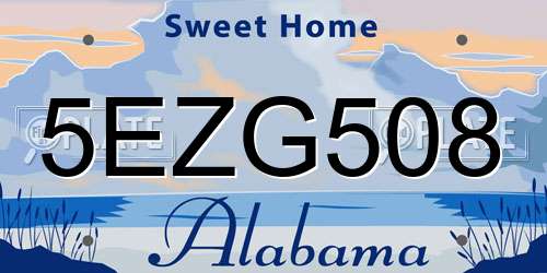 5EZG508 Alabama License Plate